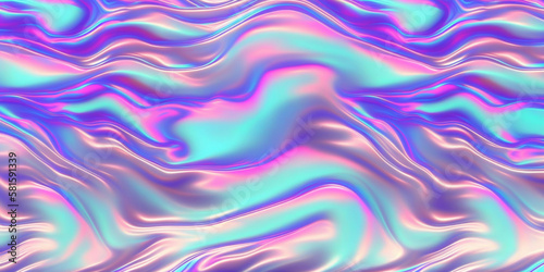 holographic 80s pink blue cyan magenta liquid background with waves