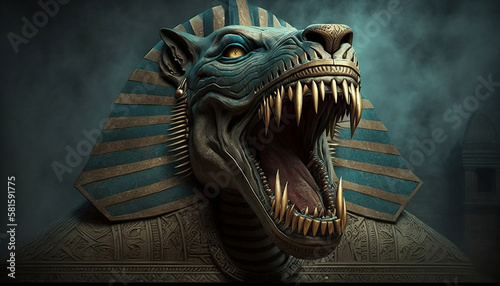 ammit the egyptian devourer of the dead close up photo