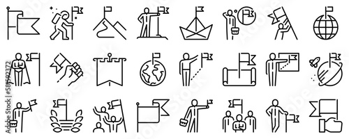 Line icons about mission on transparent background with editable stroke.