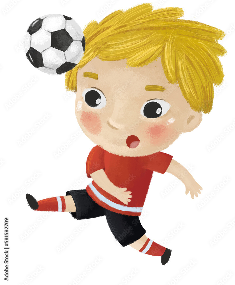 cartoon scene with kid playing running sport ball soccer football - illustration for children cartoon scene with kid playing running sport ball soccer football - illustration for children
