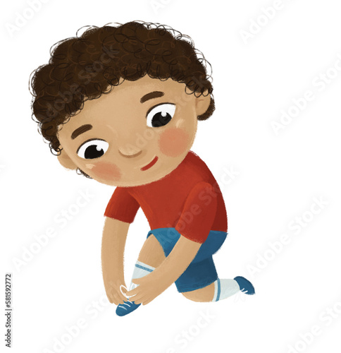 Fotografija cartoon child kid boy taking off or putting on clothes by him self childhood ill