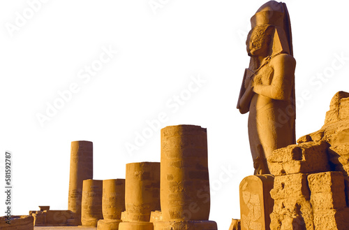 Картината върху платно Karnak Temple, Colossal sculptures of ancient Egypt in the Nile Valley in Luxor, Embossed hieroglyphs on the wall