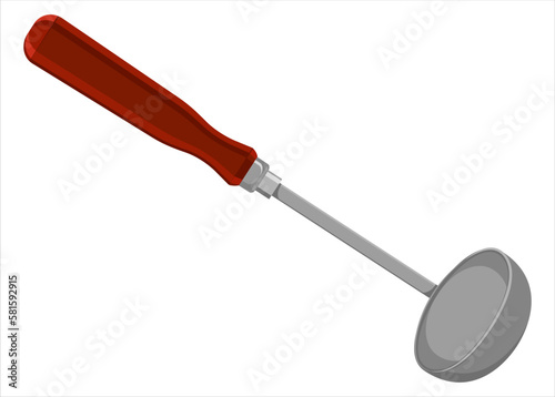 Kitchen tool isolated on white background. Solid ladle