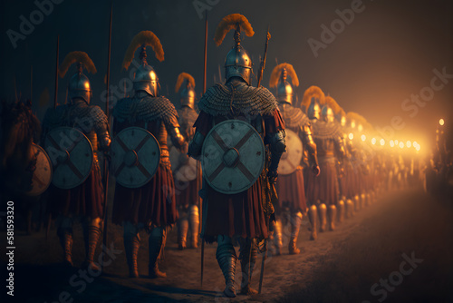 Obraz na plátně A Roman legion was a large military unit of the Roman army preparing for battle at night