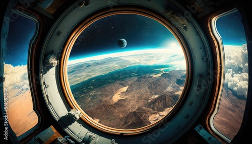 Futuristic Travel on dry planet   Cinematic Shot of Earth s Beauty from a High-Tech Spacecraft  AI