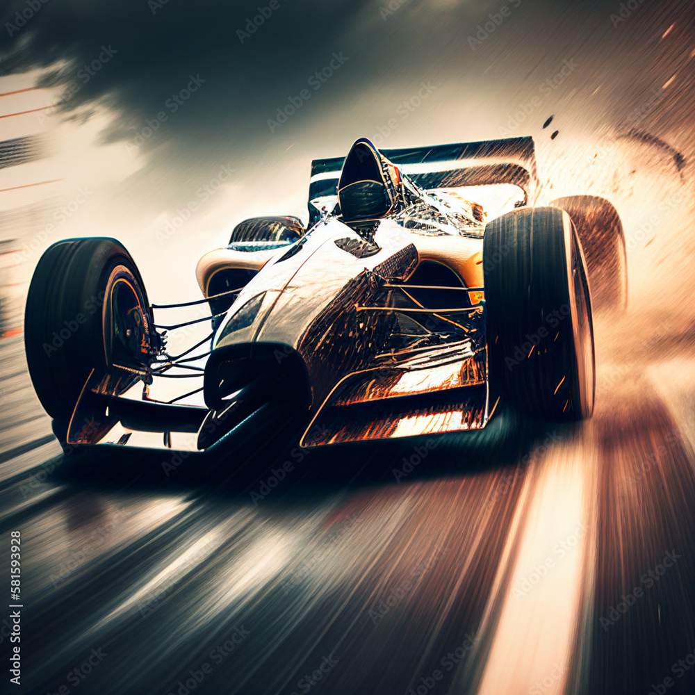 Race car fast mooving along the track. AI generated illustration Stock ...