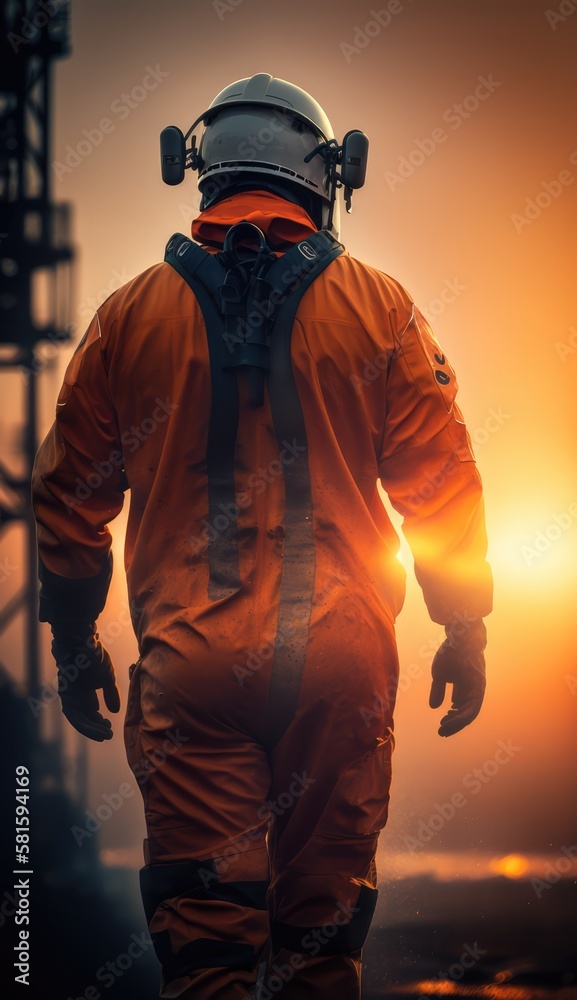 Industrial worker in oil and gas production, made with generative ai Industrial worker in oil and gas production, made with generative ai