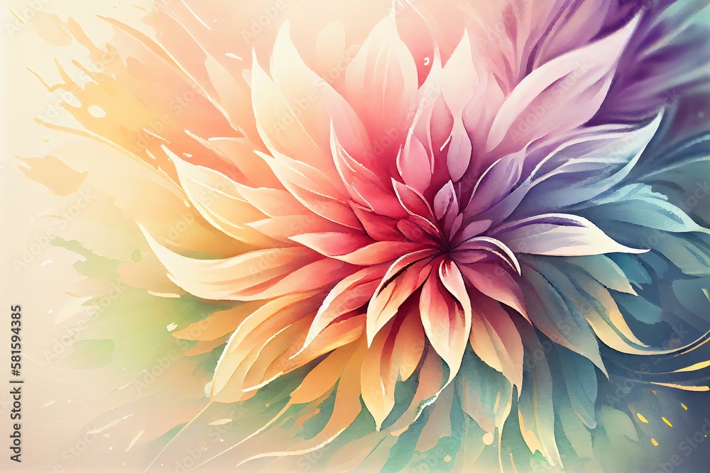 Obraz premium Watercolor Illustration of a Abstract Flower Background Pastel Color Backdrop Closeup Design. Generative AI