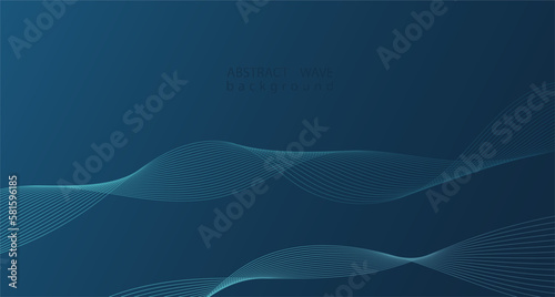 Abstract wave neon element for design on blue background.