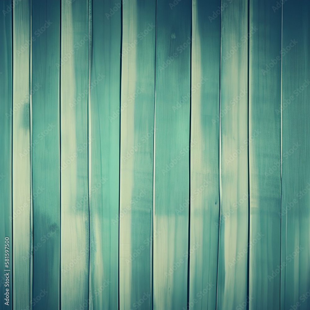 Obraz premium Empty wooden deck table over mint wallpaper background.