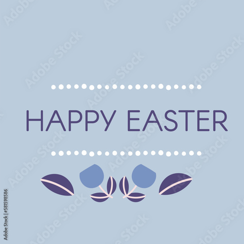 Happy Easter Time. Rabbit egg cake plants hands. Traditional icons. Egg hunt decoration. Group of traditional symbols folk style. Illustration for social media posts marketing greeting cards posters.
