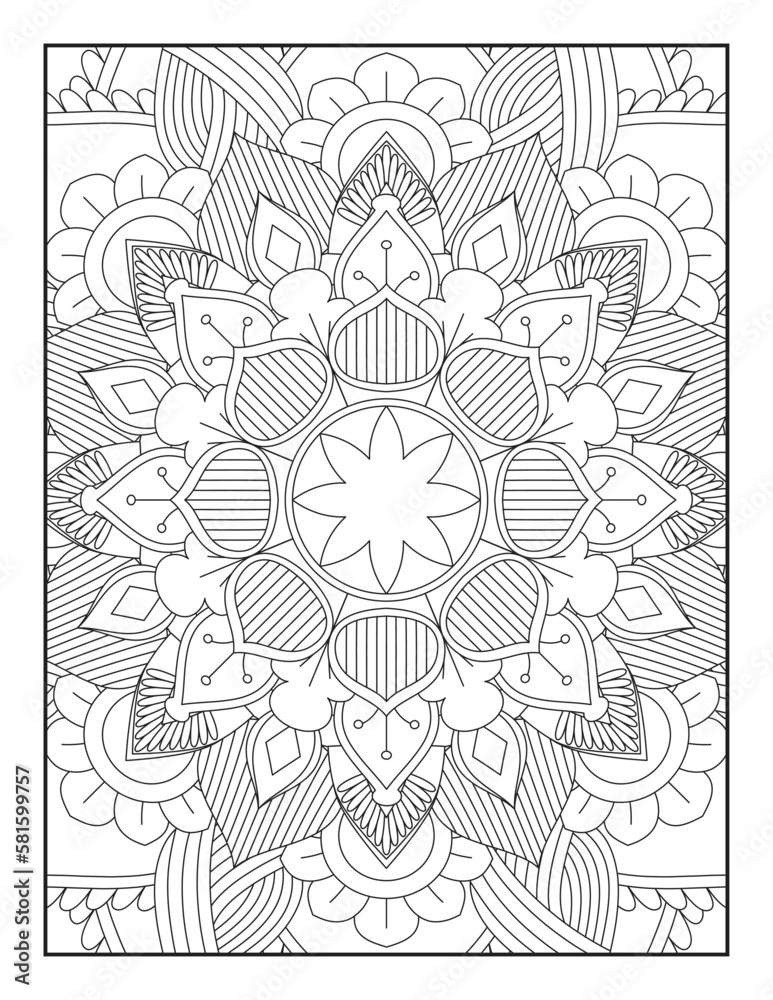 Fototapeta premium Vector abstract mandala pattern.Adults Mandala Coloring Page.Mandala. Mandala coloring page KDP interior. Coloring page mandala background. Oriental pattern, vector illustration. Islam, Arabic, Indian