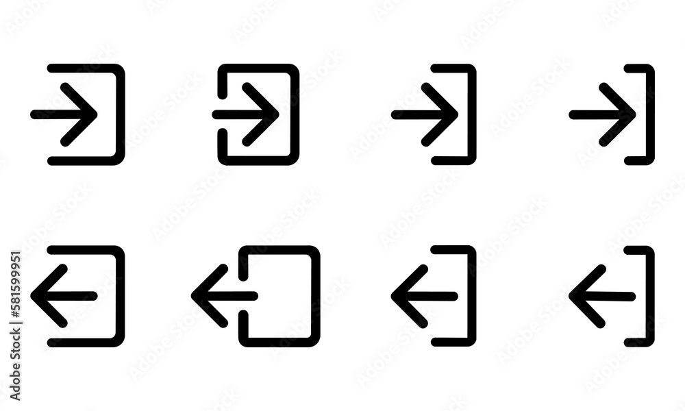 Entrance and exit vector icons. Sing in and sign out, isolated. Vector EPS 10 Entrance and exit vector icons. Sing in and sign out, isolated. Vector EPS 10