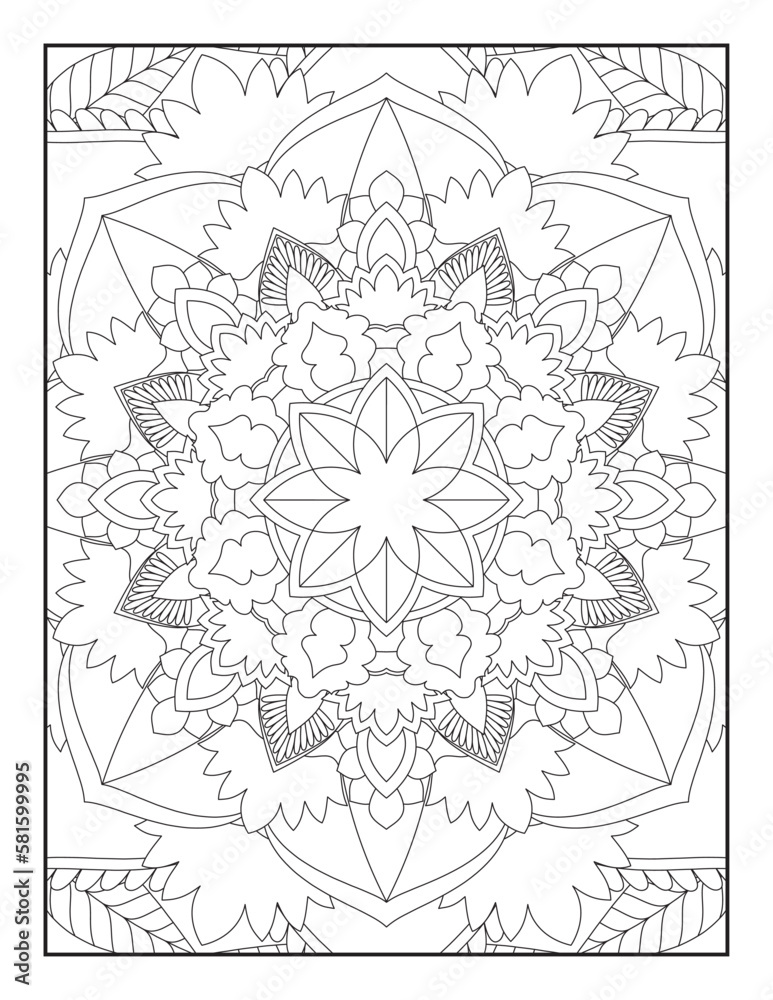 Fototapeta premium Vector abstract mandala pattern.Adults Mandala Coloring Page.Mandala. Mandala coloring page KDP interior. Coloring page mandala background. Oriental pattern, vector illustration. Islam, Arabic, Indian
