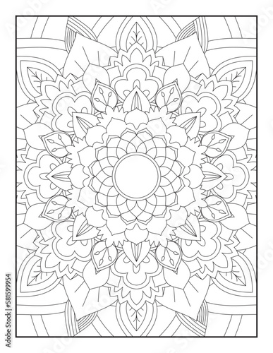 Vector abstract mandala pattern.Adults Mandala Coloring Page.Mandala. Mandala coloring page KDP interior. Coloring page mandala background. Oriental pattern, vector illustration. Islam, Arabic, Indian