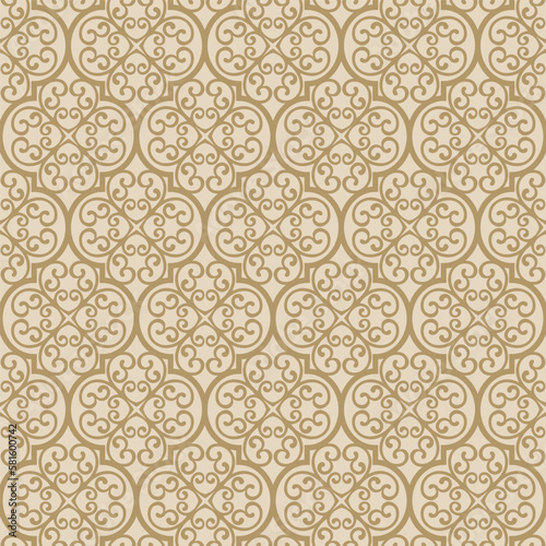 Gold Antique Ironwork Seamless Vector Repeat Pattern