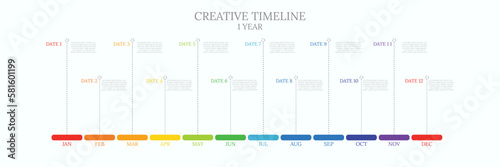 business template infographics, 1 year calendar, presentation vector timeline diagram easy to understand