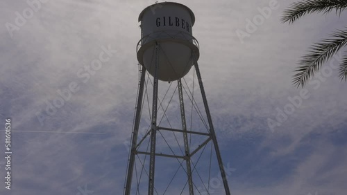 This image shows downtown Gilbert, Arizona's water tower with a moody sky in the background. photo