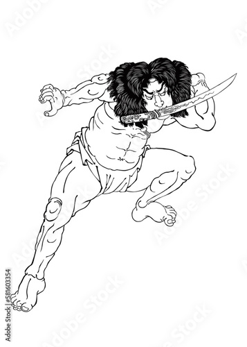 通俗水滸伝豪傑百八人之壹人・浪裡白跳張順　線画