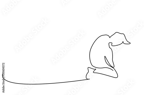 tired sad stressed mental collapsed man line art