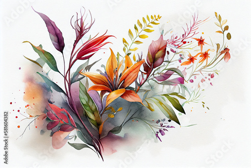 Bouquets floral botanical flower. Wild spring leaf wildflower isolated. Watercolor background illustration set.