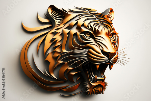 Abstract logo tiger white background