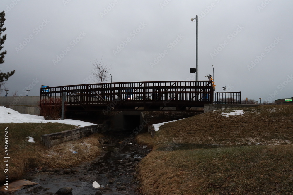 bridge over the river in winter
