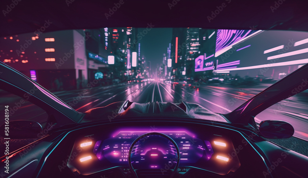 night traffic in the city Generative AI