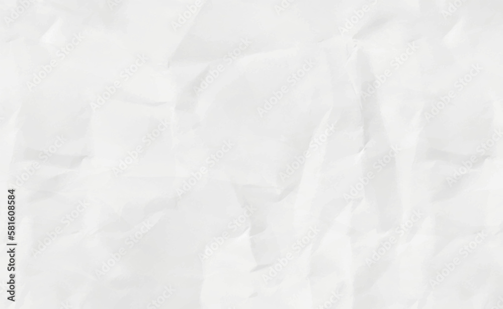 Crumpled paper texture vector background. White wrinkled sheet EPS10