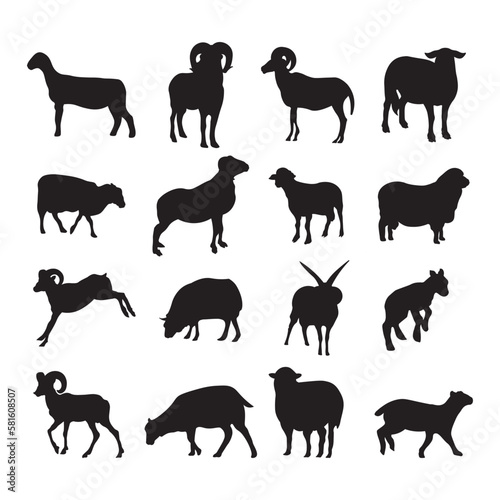 Sheep silhouette vector illustration set