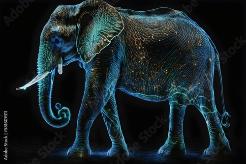 blue elephant on black © Rizaldi