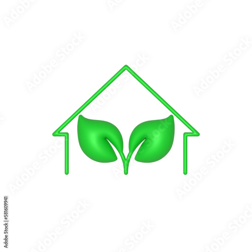 3d bio green house icon. Ho...