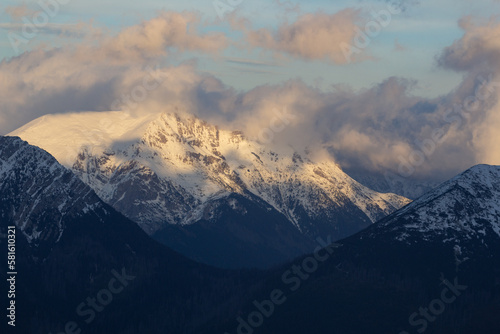 Sunset over the winter Tatra Mountains © sanzios