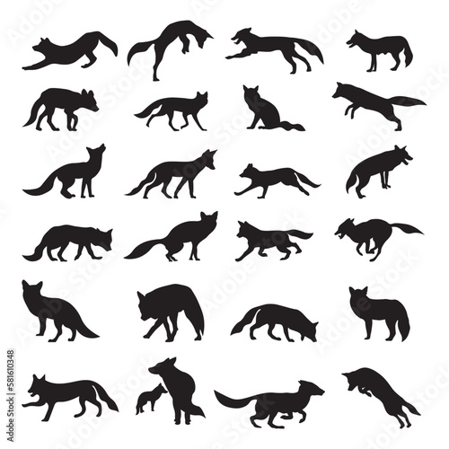 Fox silhouette vector illustration set