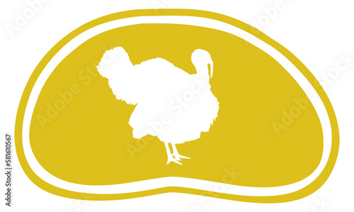 Turkey Silhouette in the Meat Shape for Logo Label  Mark  Tag  Pictogram or Graphic Design Element. The Turkey is a large bird in the genus Meleagris.Format PNG