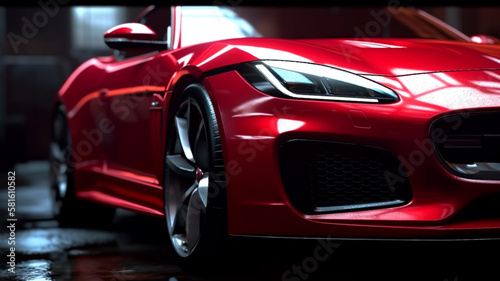 luxury red sport car wallpaper Generative AI © adel