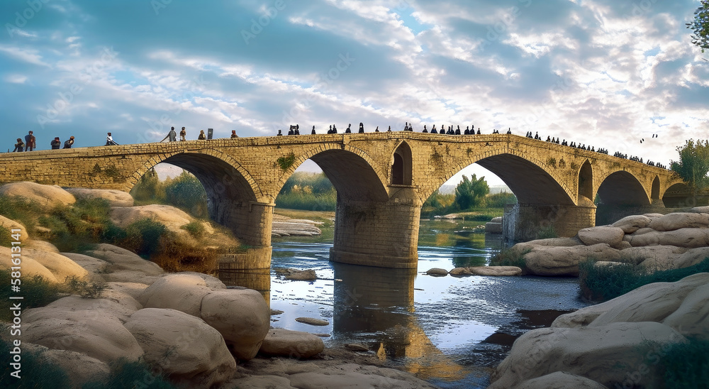 Abbasid Bridge, (aldelal ) Zakho, Iraq - Created with Generative AI Technology