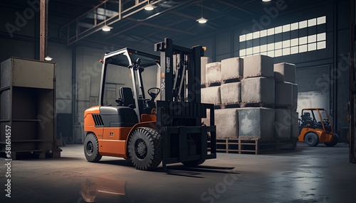 Forklift and warehouse activity by ai generative © YuDwi Studio