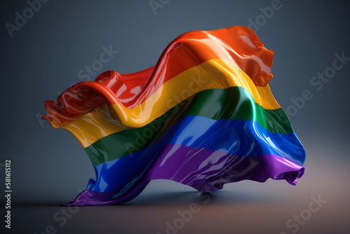 Render of the rainbow flag with a soft, flowing texture photo