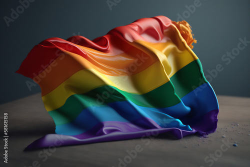 The rainbow flag waving with pride and joy in a render photo