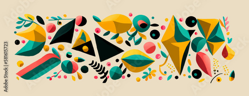 Abstract modern shapes with isolated background banner illustration