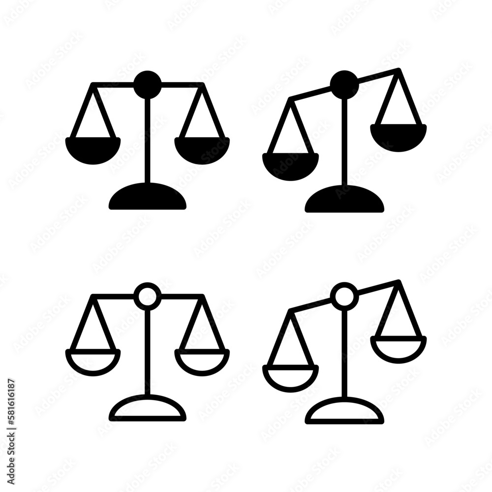 Scales icon vector illustration. Law scale icon. Justice sign and symbol Scales icon vector illustration. Law scale icon. Justice sign and symbol