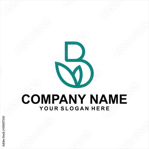 letter B leaf logo vector