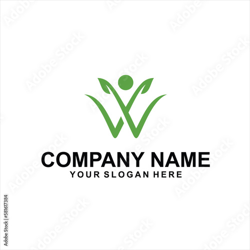 letter W leaf logo vector