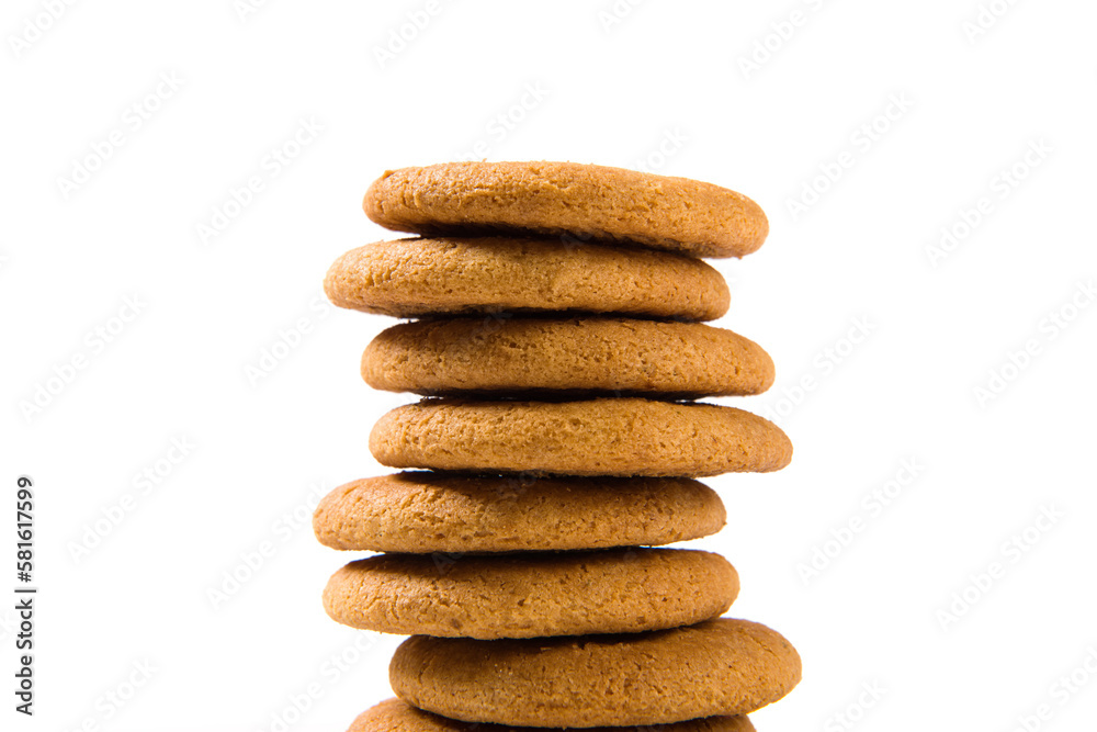 crispy round biscuits. Sweet cookies isolated on white background。 crispy round biscuits. Sweet cookies isolated on white background。
