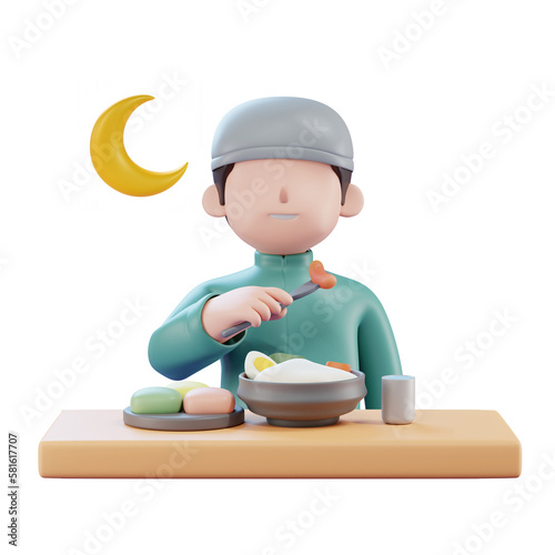 3d character iftar ramadan activity fasting illustration 