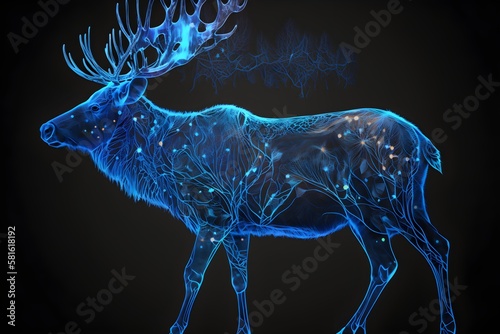 Animals deer in blue
