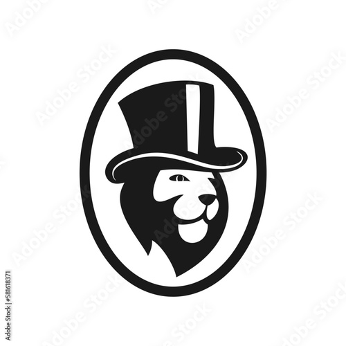 lion wearing top hat emblem logo