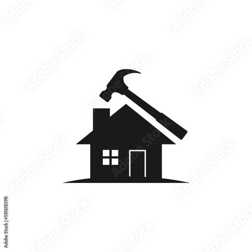 simple house renovation logo icon
