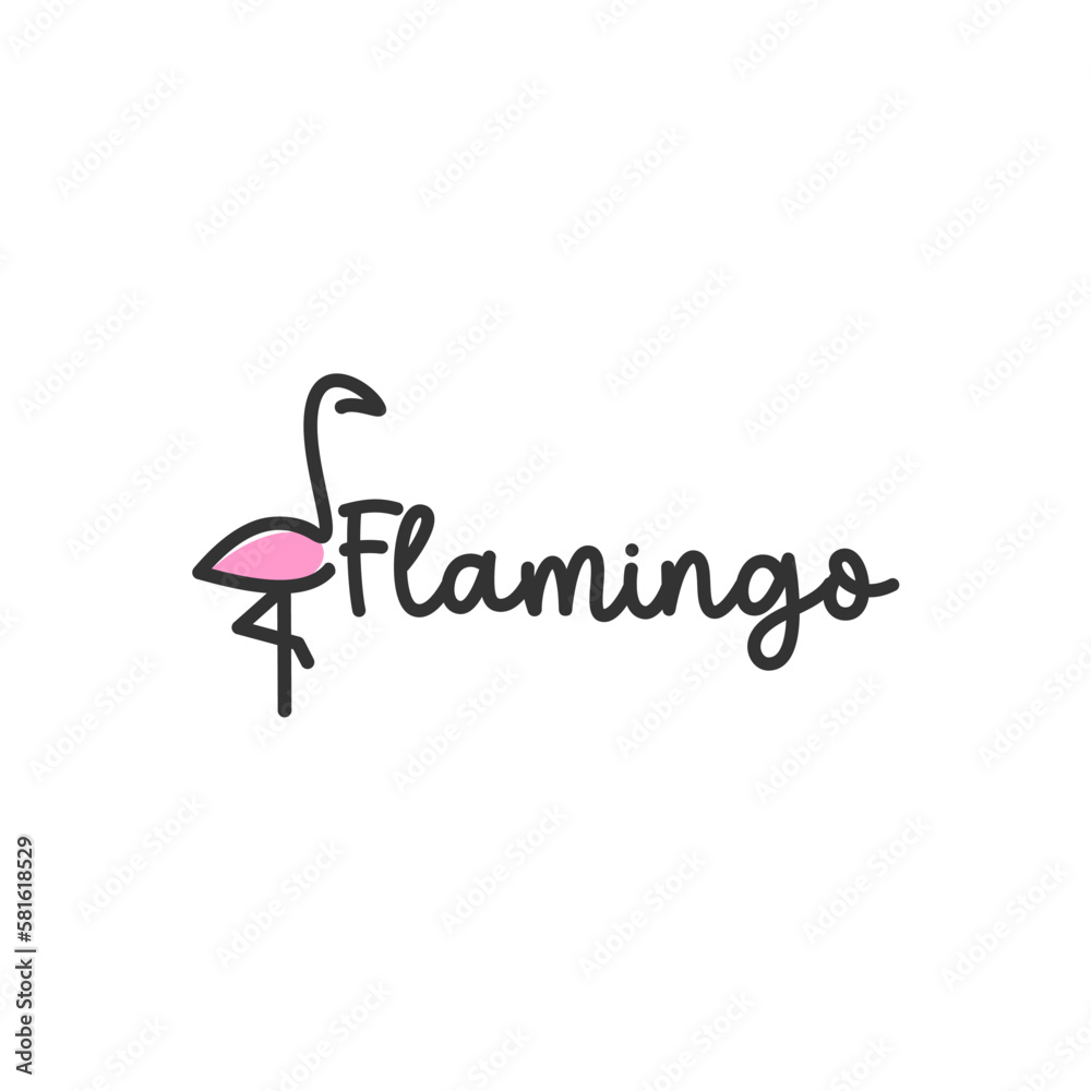 simple flamingo line logo design